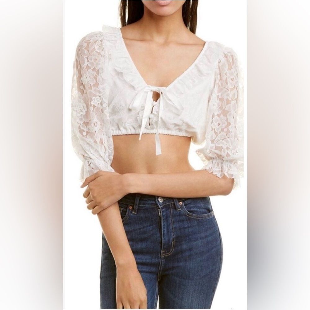 NWT For Love and Lemons Loretta Cropped Blouse